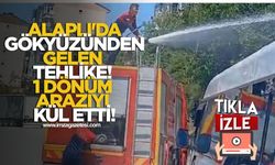 Alaplı'da gökyüzünden gelen tehlike! 1 dönüm araziyi kül etti!